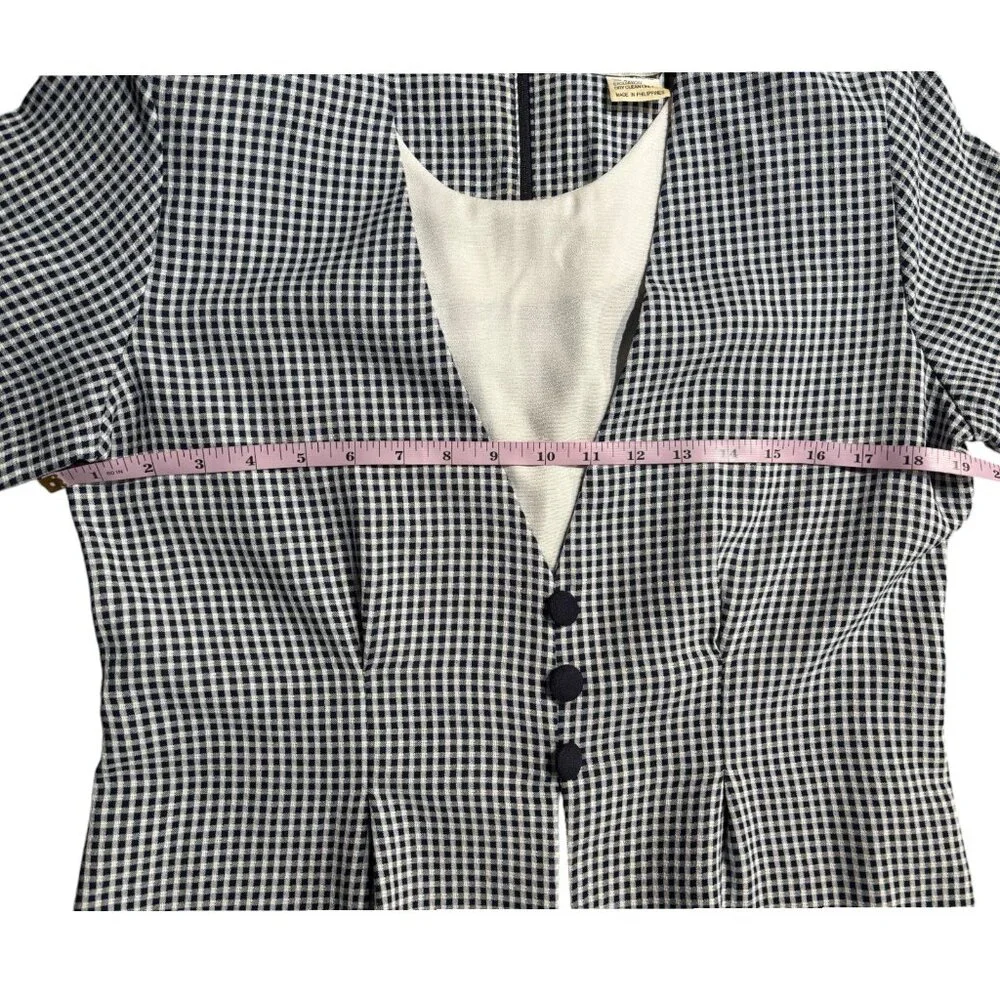 DBY‎ vintage 90s Y2K blue white plaid tie back faux jacket dress Women's sz 11